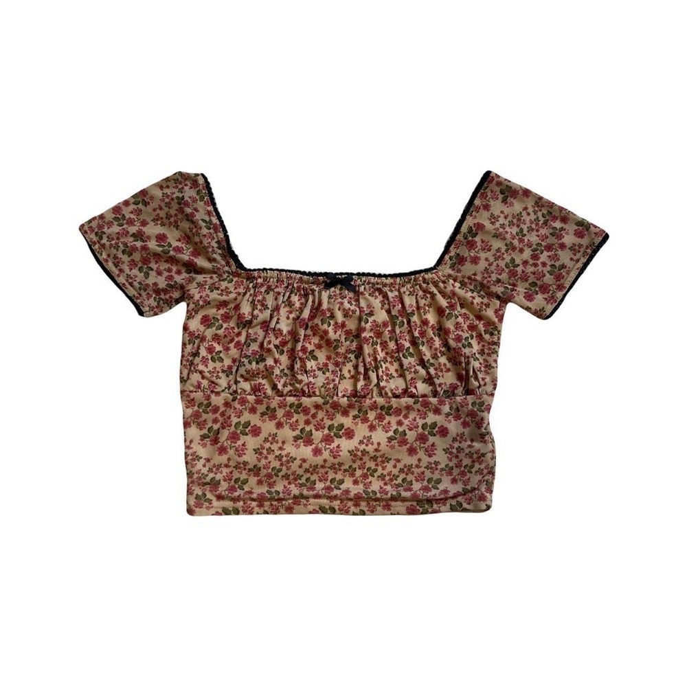Y2K floral lace crop top